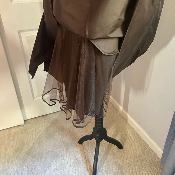 BCBG Maxazria Brown Halter Silk Bow Wrap Midi Dress 8 - Picture 4 of 7